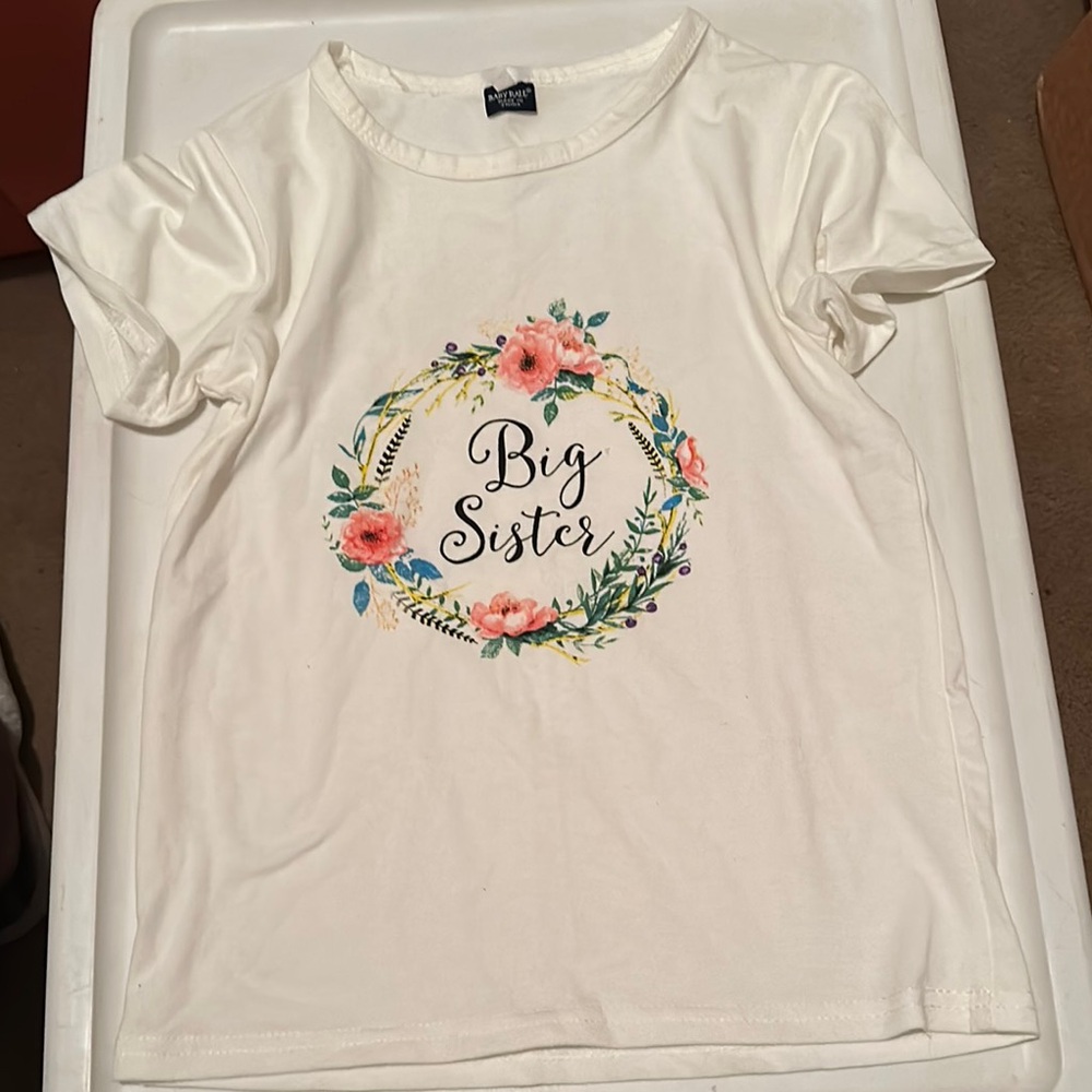 Big Sister Floral White T-Shirt
